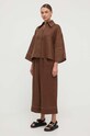 Max Mara Leisure spodnie lniane 2416131048600 brązowy SS24