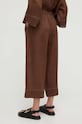 Odzież Max Mara Leisure spodnie lniane 2416131048600 brązowy