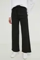 Βαμβακερό παντελόνι Sisley μαύρο