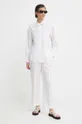 λευκό Παντελόνι με λινό μείγμα Calvin Klein Γυναικεία