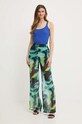 Morgan pantaloni PLIZO.F PLIZO.F.MULTICO turcoaz SS24