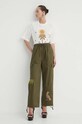 Never Fully Dressed pantaloni de bumbac NFDTR304.Khaki verde SS24