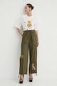 Never Fully Dressed pantaloni de bumbac NFDTR304.Khaki verde SS24