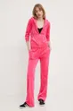 Βελούδινο παντελόνι φόρμας Juicy Couture ροζ