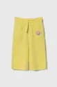 żółty United Colors of Benetton spodnie dresowe bawełniane dziecięce Dziewczęcy
