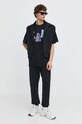 Herschel pantaloni de trening din bumbac 50292.00001 negru SS24