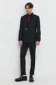HUGO spodnie z domieszką wełny 50514141 czarny SS24