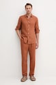 Lněné kalhoty United Colors of Benetton 4AGHUF00M oranžová SS25