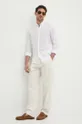 Pepe Jeans spodnie RELAXED PLEATED LINEN PANTS beżowy