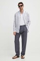 Pepe Jeans spodnie RELAXED PLEATED LINEN PANTS PM211700 szary SS24