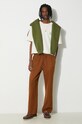 Nohavice s prímesou vlny Drôle de Monsieur Le Pantalon Droit D.BP152.PL127.WHY hnedá SS24