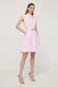 Βαμβακερό φόρεμα Pinko ροζ