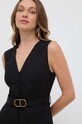 Twinset sukienka z domieszką lnu czarny 241TP2520