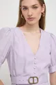 fialová Šaty s prímesou ľanu Twinset