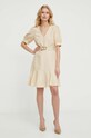 Šaty s prímesou ľanu Twinset 241TP2521 béžová SS24