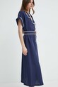 Luisa Spagnoli rochie din amestec de in PARENTE 540699 bleumarin SS24