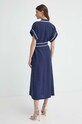 Îmbrăcăminte Luisa Spagnoli rochie din amestec de in PARENTE 540699 bleumarin