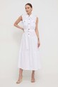 Abbigliamento Luisa Spagnoli vestito di lino 540880 bianco