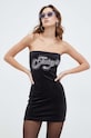 Juicy Couture bársony ruha váll nélküli fekete JCBED223805.101