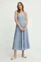 Pamučna haljina Lauren Ralph Lauren plava