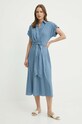 Хлопковое платье Lauren Ralph Lauren 250938927 голубой SS24