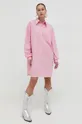 Βαμβακερό φόρεμα Moschino Jeans ροζ