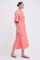 Сукня з домішкою льону BOSS рожевий