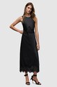 AllSaints rochie din amestec de matase Alula maxi negru WD317Z