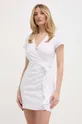 Armani Exchange sukienka lniana biały