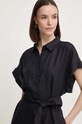 Льняна сукня United Colors of Benetton 4AGHDV08R чорний