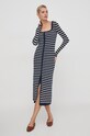 Pepe Jeans sukienka z domieszką lnu FRANCES DRESS PL953526 granatowy SS24