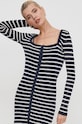 Pepe Jeans sukienka z domieszką lnu FRANCES DRESS granatowy PL953526