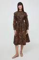 Бавовняна сукня Weekend Max Mara коричневий