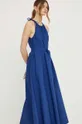 Βαμβακερό φόρεμα Weekend Max Mara σκούρο μπλε
