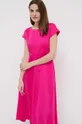 Φόρεμα από λινό μείγμα Weekend Max Mara ροζ