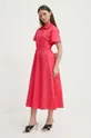 Pamučna haljina United Colors of Benetton roza