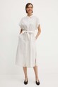 Φόρεμα από λινό μείγμα United Colors of Benetton 4QL3DV08R πράσινο SS24