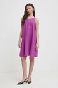 Λινό φόρεμα United Colors of Benetton 4AGHDV02U μωβ SS24