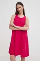 Lanena obleka United Colors of Benetton roza
