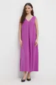 фиолетовой Льняное платье United Colors of Benetton