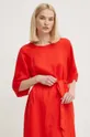 United Colors of Benetton sukienka lniana czerwony