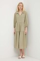 United Colors of Benetton sukienka lniana zielony 4AGHDV07J