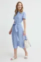 Льняна сукня Polo Ralph Lauren блакитний