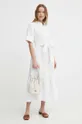 Ľanové šaty Polo Ralph Lauren biela