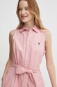 Βαμβακερό φόρεμα Polo Ralph Lauren ροζ 211943505