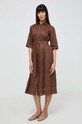 Льняное платье Max Mara Leisure 2416221028600 коричневый SS24