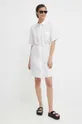 Calvin Klein sukienka z domieszką lnu biały