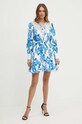 Marciano Guess sukienka z domieszką lnu BLUE NOTE 4GGK24.9708Z niebieski SS24
