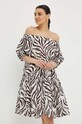 Хлопковое платье Max Mara Beachwear узор коричневый 2416221049600