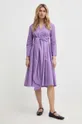 Bombažna obleka MAX&Co. vijolična